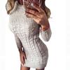 New Women's Autumn/Winter Round Neck Cable Knit Long Dress