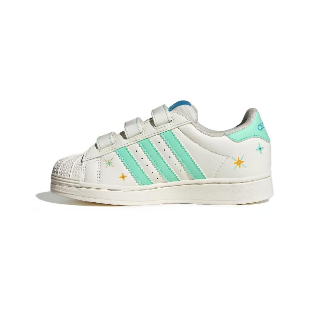 Adidas Originals Superstar Comfort Closure Comfortable Versatile Shock Absorbing Durable Low Top Kids Skate Shoes Kids Sneaker White Green IF4319