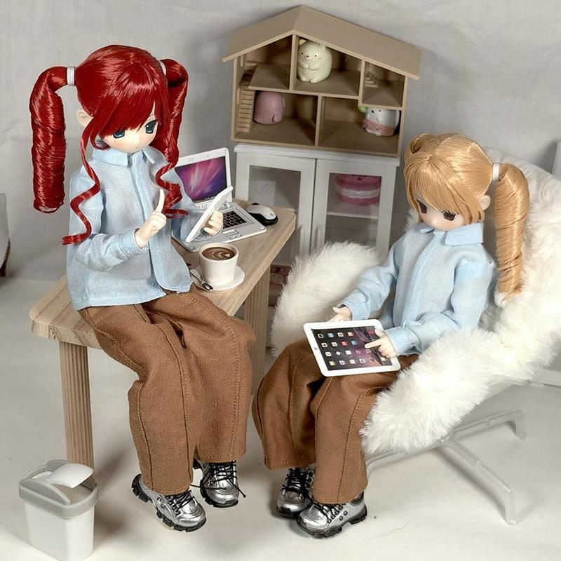 6-inch BJD Doll Outfit Set Light Blue Casual Office Daily Wear With Button Or Hook-and-Loop Top Pants