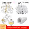 RJ45 Boot 50-Piece Set: Gold-Plated CAT6 Crystal Head & Network Cable Rubber Boots - 100 Pieces Total