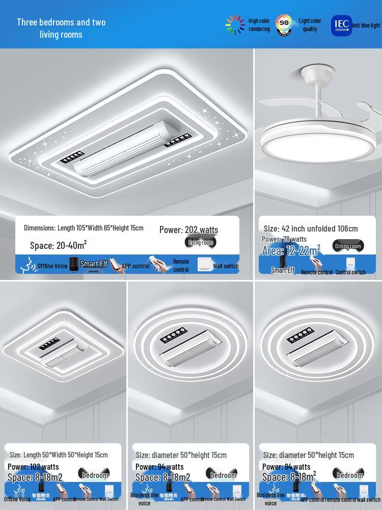 Modern Bladeless Ceiling Fan Light: Grand Design for Living & Dining Rooms