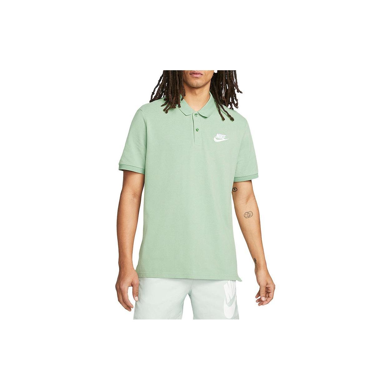 Men s Nike Sportswear Casual Sports lapel Logo Solid Color Short Sleeve Polo Shirt Green CN8765-006 XL