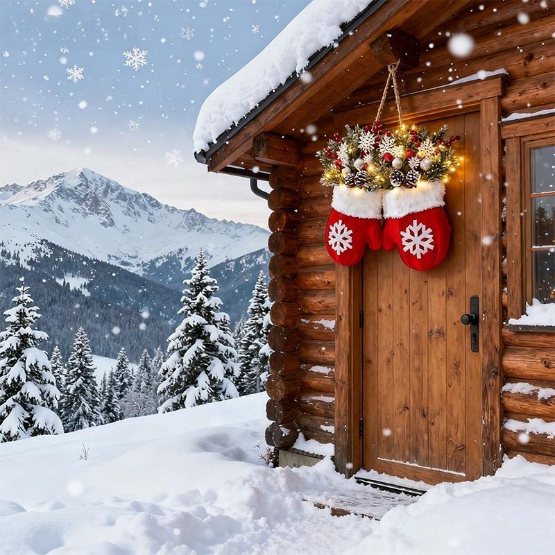 Weihnachtsgirlande Kreativer Handschuhförmiger Künstlicher Blumenkranz Fenster Tür Tor Weihnachtsdekorationen Weihnachten Neujahr Dekorationen