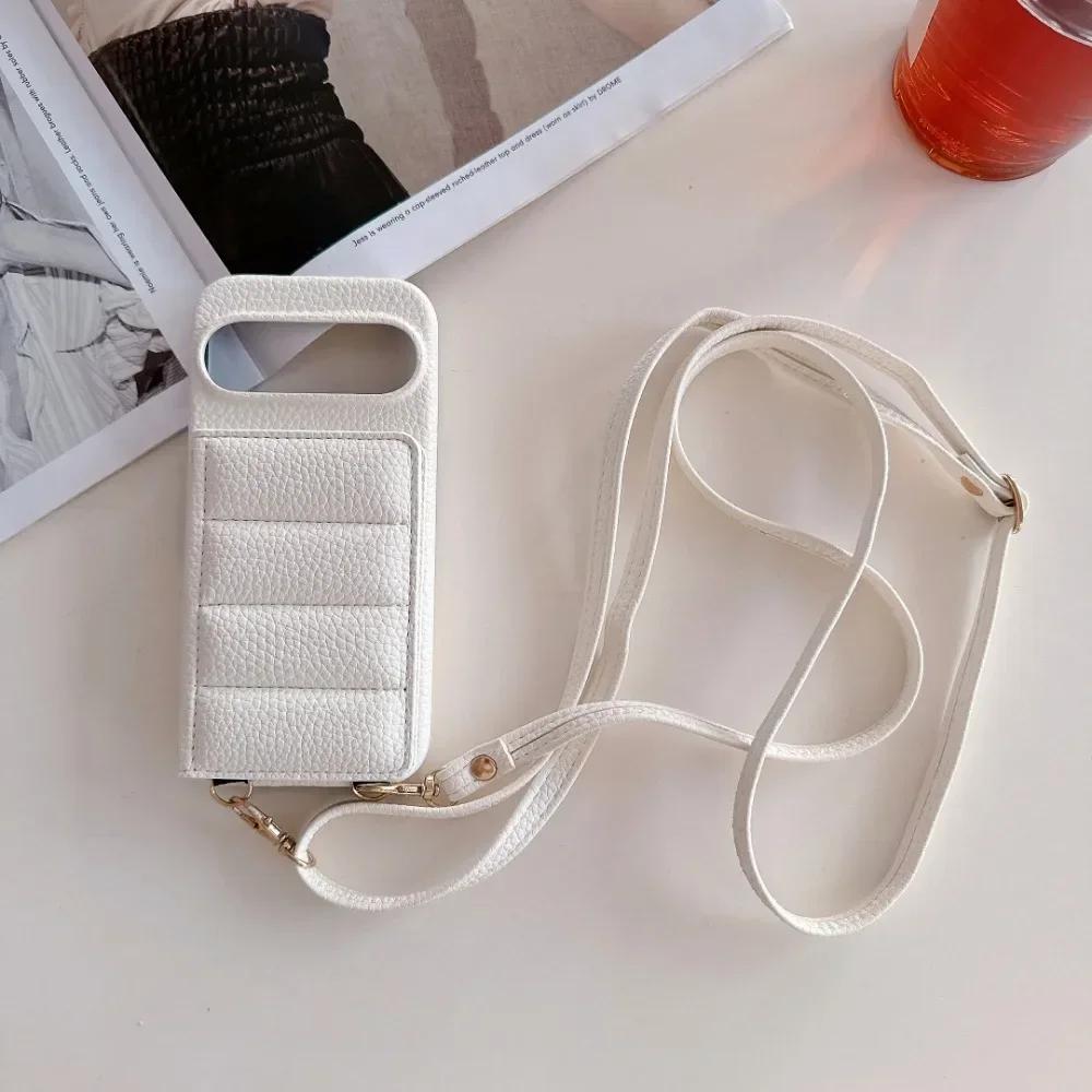 Lanyard Crossbody Leather Phone Case for Google Pixel 6 7 8 9 Pro XL 8A 7A 6A  Mirror Wallet Card Slot Holder Protective Cover