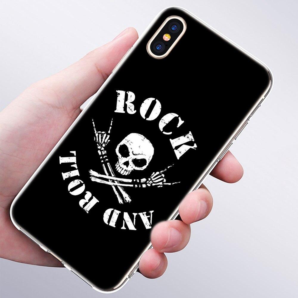 luxury Soft Silicone Phone Case Rock roll skull for Apple iPhone 11 Pro XS Max X XR 6 6S 7 8 Plus 5 5S SE Fashion Cover
