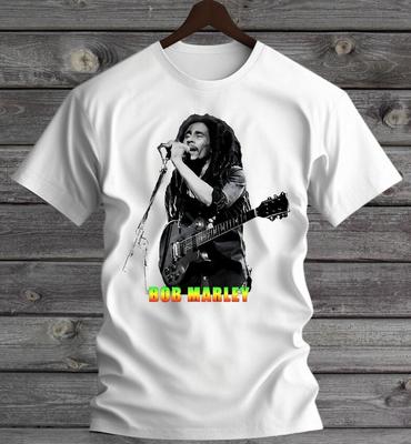 Bob Marley Gitaar Band T-shirt Wit S3XL Unisex T-shirt - Heren Zomer Katoen Grafisch T-shirt