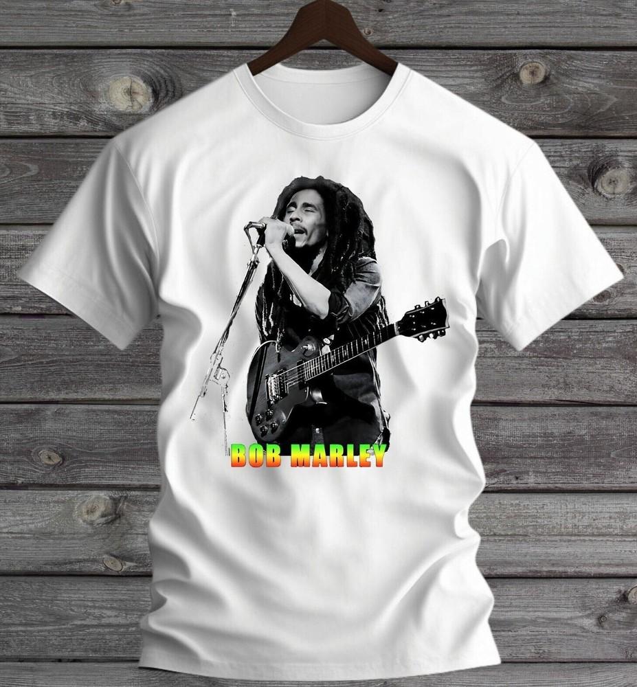 Bob Marley Guitar Band TShirt White S3XL Unisex T-Shirt S