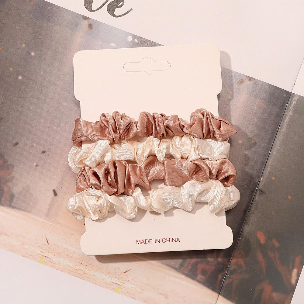 Cross-border Satin Hair Tie & Headband Set - Pig Intestine Style, Simple Ponytail, Leather Bun Tie