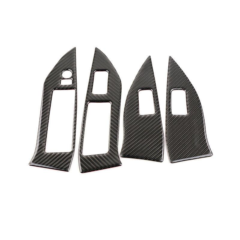 Car Interior For Subaru Forester 2013 2014 2015 2016 2017 2018 LHD/RHD 4pcs Soft Carbon Fiber Window Switch Buttons Panel Trim