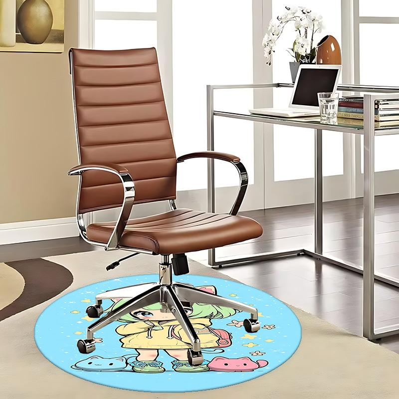 

1pc Anime Cat Round Carpet Office Chair Mat, NonSlip Rug for Home Decor, Seasonal Gift, Suitable for Office 80cm