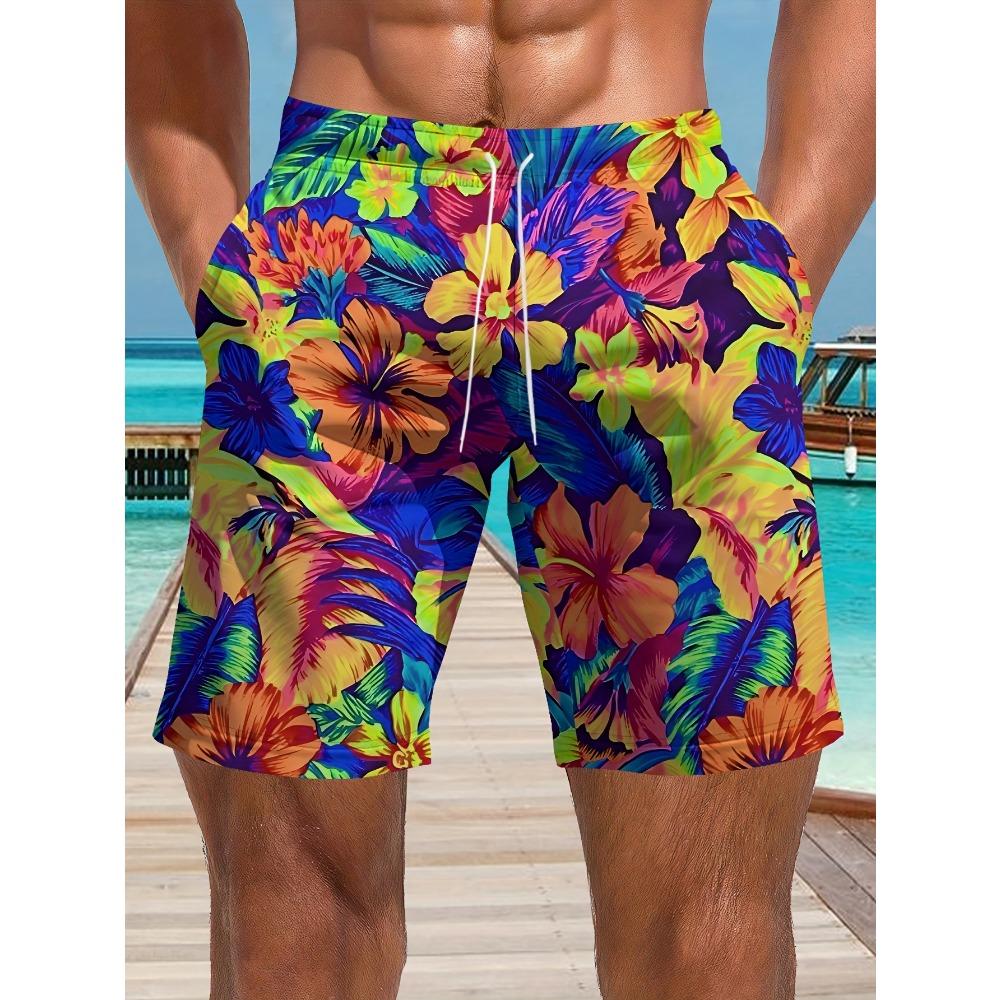 3D Printed Vibrant Street Shorts Abstract Design Tropical Plant Pattern Suitable for Party Casual Beach Shorts Party Shorts