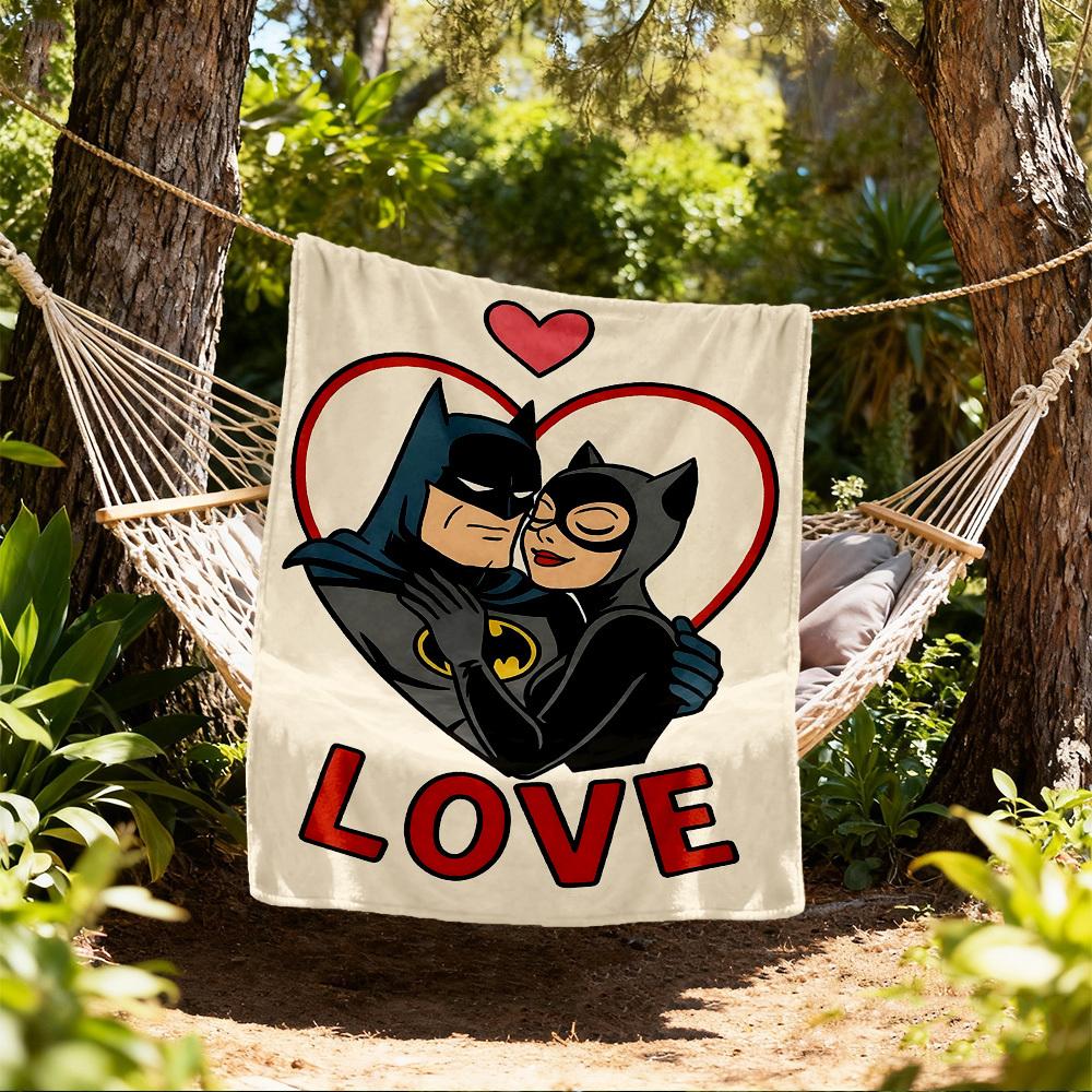 

1pc Batman love adesivo Outdoor Blanket - Throw Blanket, Soft , Flannel Blankets, Living Room, Travel, Camping c1209034 80x120cm
