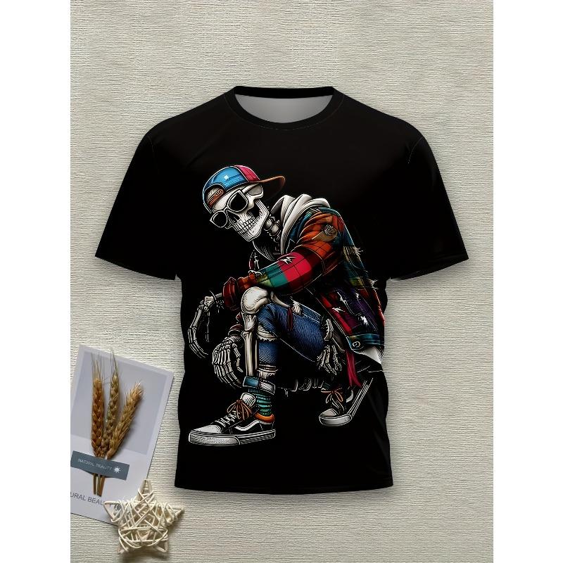 European Sizes Men's 3D Print Fashion T-Shirt - Casual, Machine Washable, Round Neck, Non-Transparent - Perfect for Summer