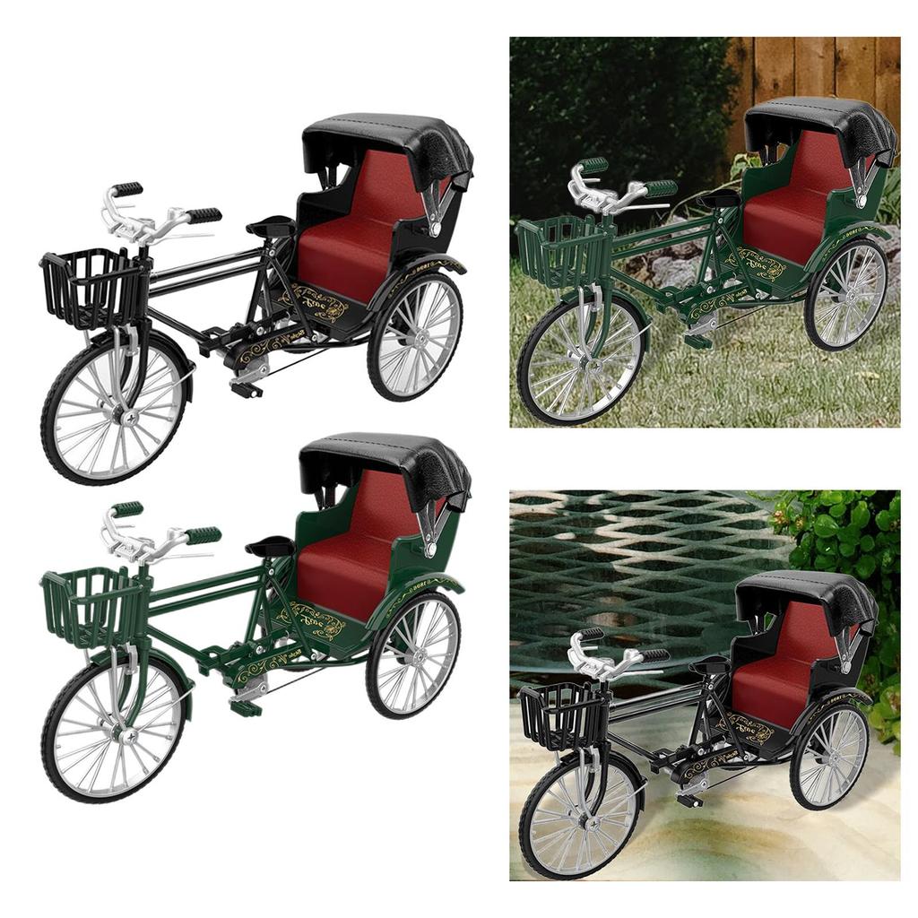 1/12 Scale Metal Tricycle Wheel Toy Collectible Model Scenery Retro Miniature Sculpture for Kids