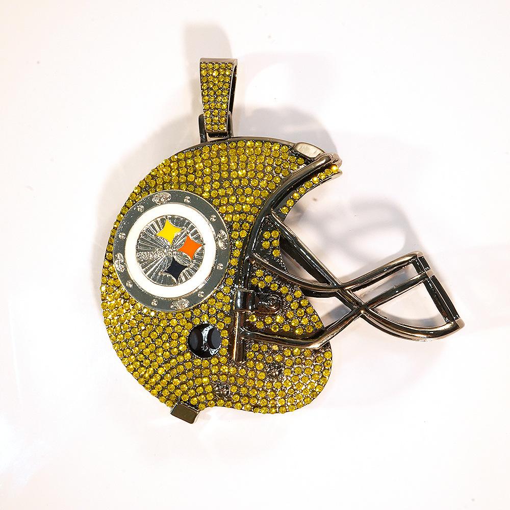 Европейская и американская подвеска-ожерелье в виде шлема Pittsburgh Steelers из сплава