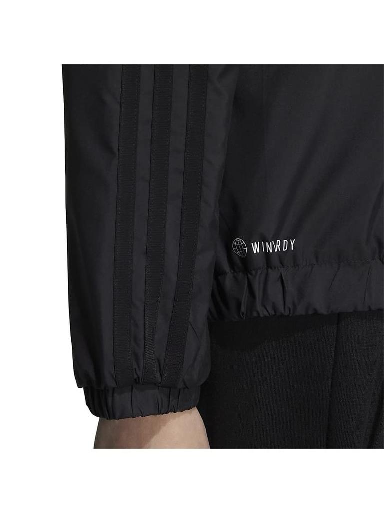 Adidas WI008 Jersey Regular Fit Windbreaker Size M Women's Top, 3-Stripes, Jacket, Black/Black (HM2802),