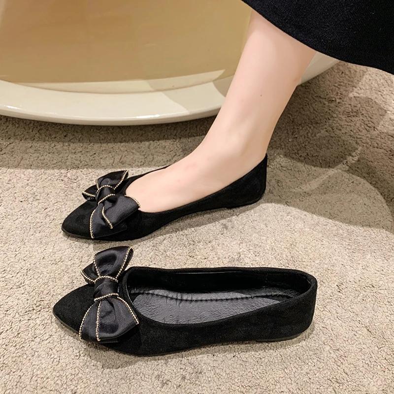Fashion Bow Leopard Shallow Mouth Slip Womens Dress Casual Shoes Soft Leather Dress Flat Shoes Single Shoes