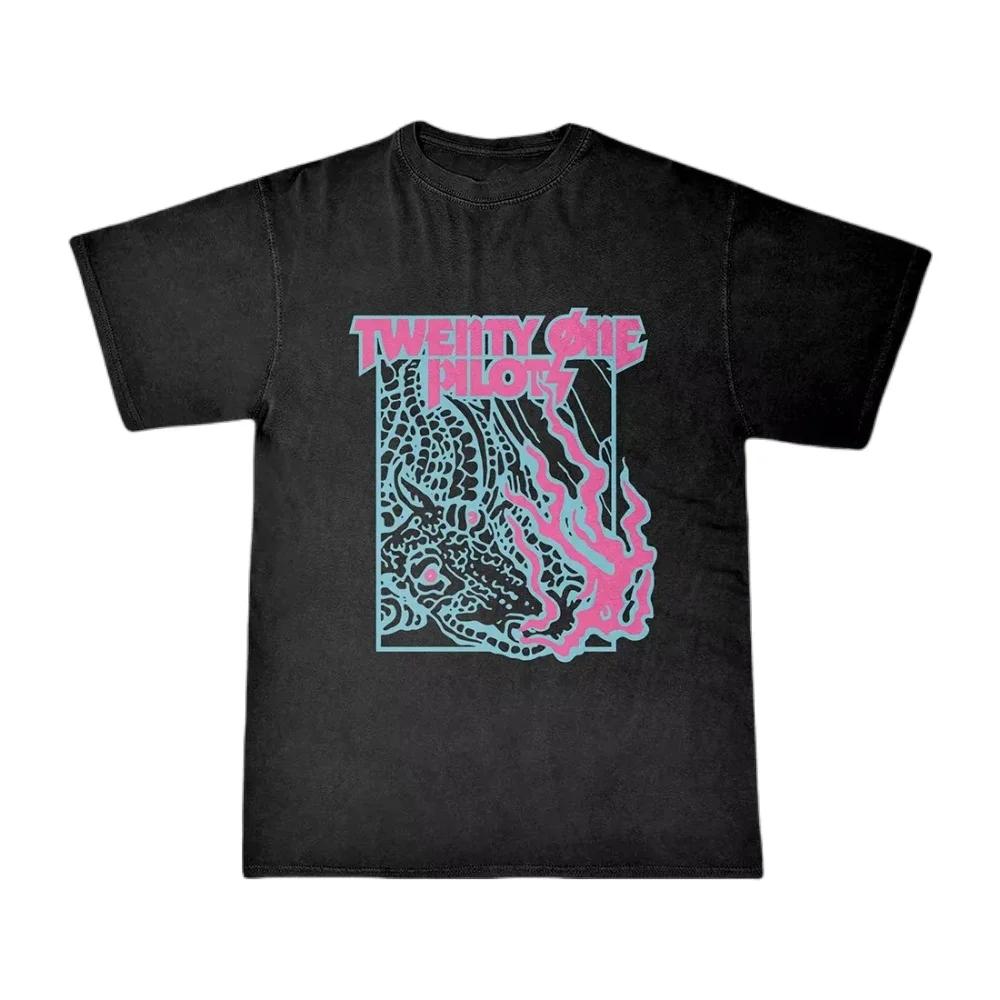 Tricou Casual Vintage Trupa Twenty One Pilots Femei Bărbați Mânecă Scurtă Oversized Rapper Hip Hop Punk Street Harajuku Bumbac