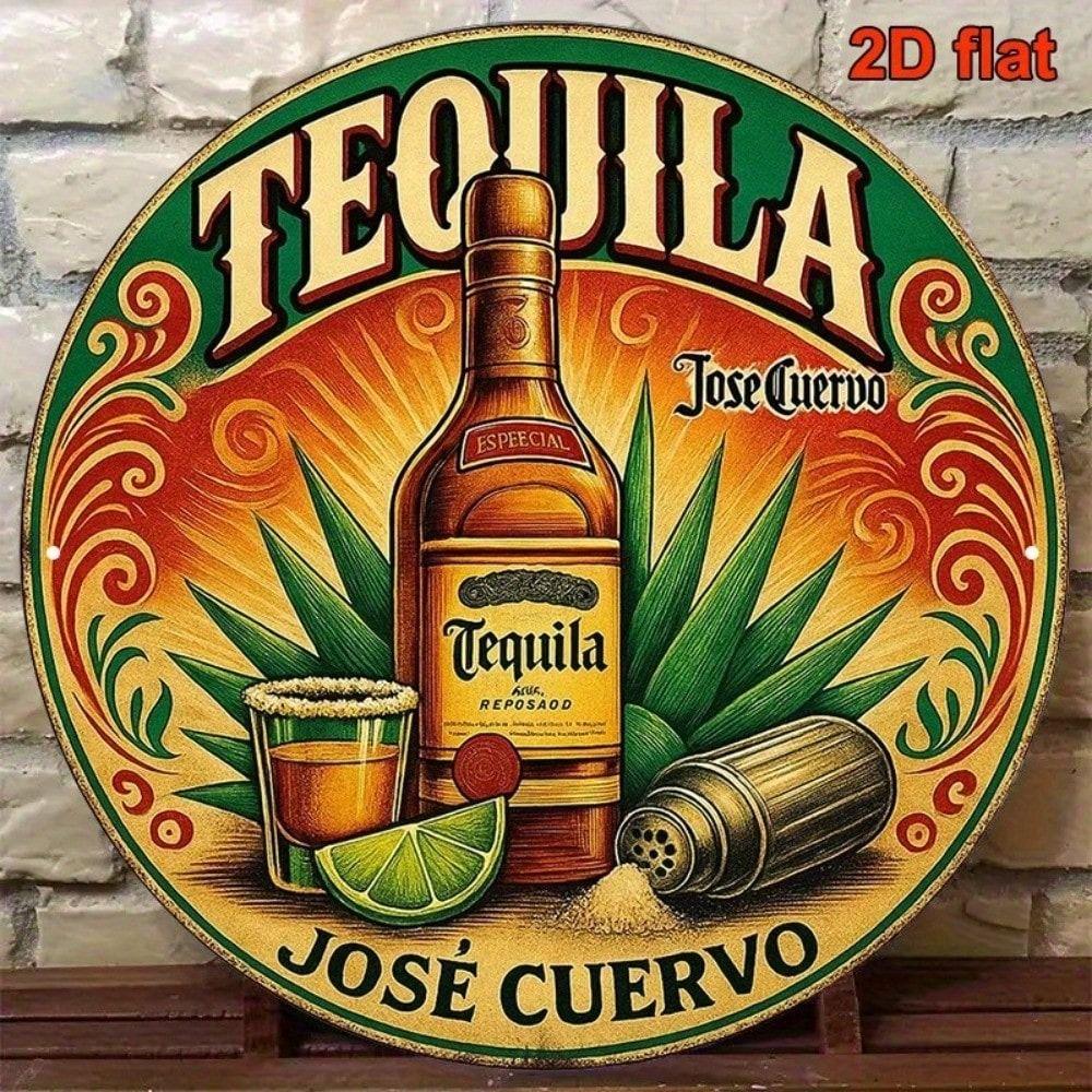 

Vintage Metal Poster Jose Cuervo Tequila Sign, Round Tin Sign 20x20 cm for Bar