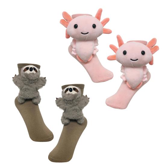 

Yousheng 2 пары 3D вязаных носков с животными, ручной вязки носки-куклы с животными, ленивец, милые теплые зимние носки для мужчин женщин, подарки для любителей животных A