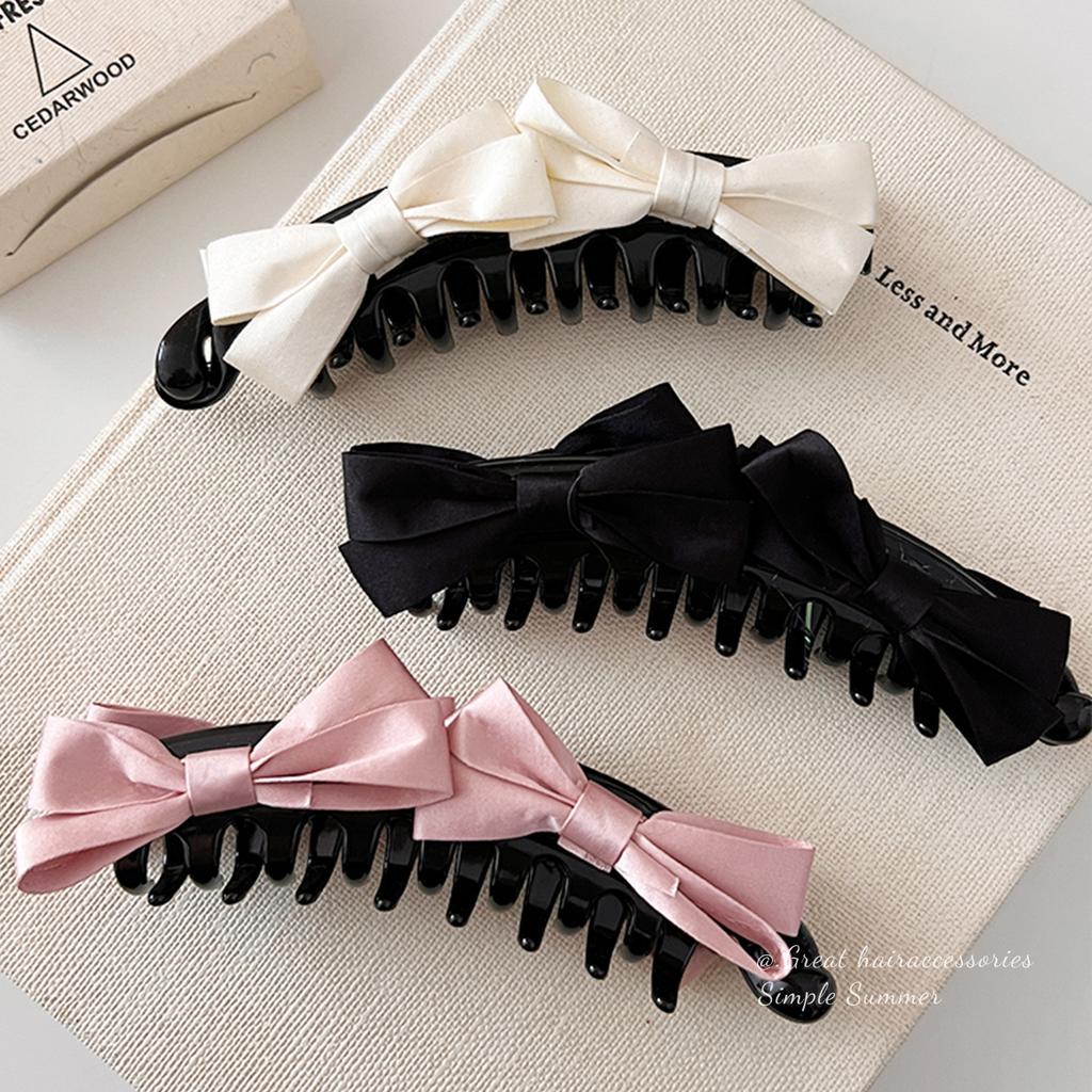 Korean Bow Banana Clips For Women Sweet Bowknot Ponytail Hairpins Hair Clamps Clip Barrettes Elegant Party Hair Accessories New