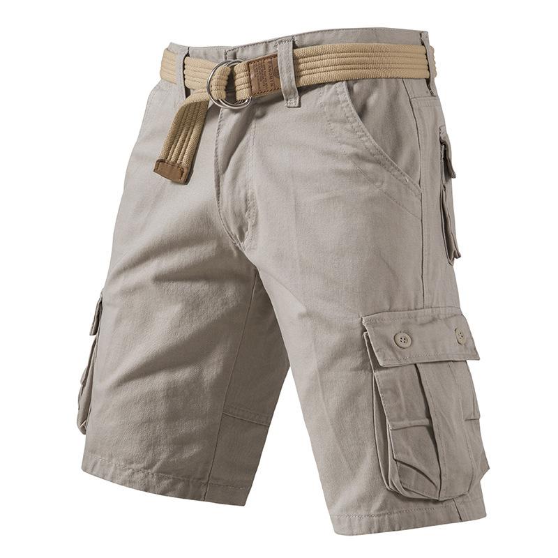 Men's Summer Plus Loose Casual Shorts with Multiple Pockets and Workwear, Cropped Pants