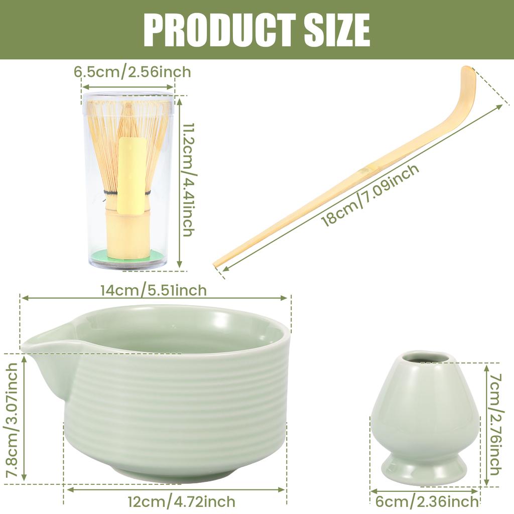 Set 4 Piese Instrumente Ceai Matcha Set Tel Matcha Kit Preparare Ceai Stil Japonez cu Linguriță Suport Tel Bol pentru Începători Entuziaști