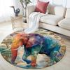 Elephant Round Area Rug,Carpet Rug for Living Room Bedroom Sofa Playroom Decor,Non-slip Floor Mat