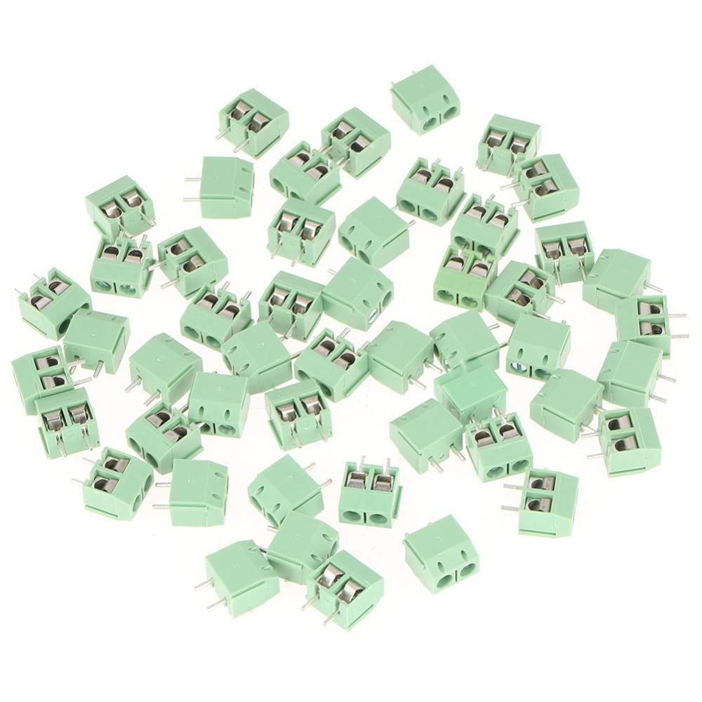 

50PCS 2 Pin Screw Terminal Block 5mm Pitch PCB Mount Terminal PCB Terminal Block Wiring Systems