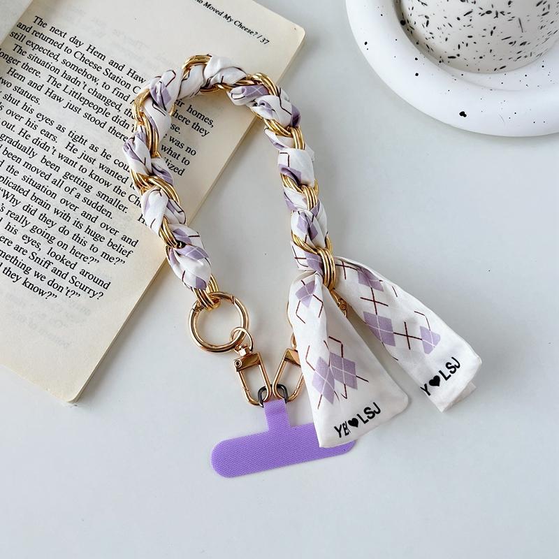 

Stylish Silk Scarf Phone Lanyard Strap Hanging Chain Ring Cord With Patch Wrist Strap Phone Holder Detachable Rope Keychain Polyester / Nylon