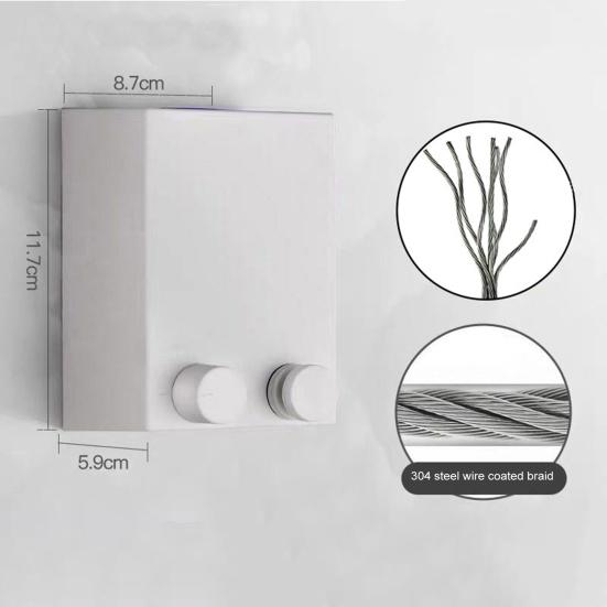 4,2 m lange, einziehbare Wäscheleine zur Wandmontage, verstellbar, einziehbar, strapazierfähiger Edelstahldraht, Wäscheleine zum Trocknen von Kleidung im Innen- und Außenbereich