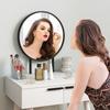 Modern Dressing Table with Round Mirror and Stool, Makeup Vanity Table with 2 Drawers for Bedroom, Living Room, 60 x 40 x 123 cm, White