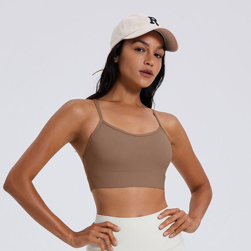 Export Summer Spaghetti Strap Delicate Beauty Back Quick-Drying Bubble Wrap Sports Intimates Running Gym Top Yoga Clothes for Women