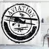 Warcraft Deck Jet Fighter Shower Curtain For Military Fans Bathroom,Warship Plane Coast Shower Curtain Fabric Bathroom Curtains