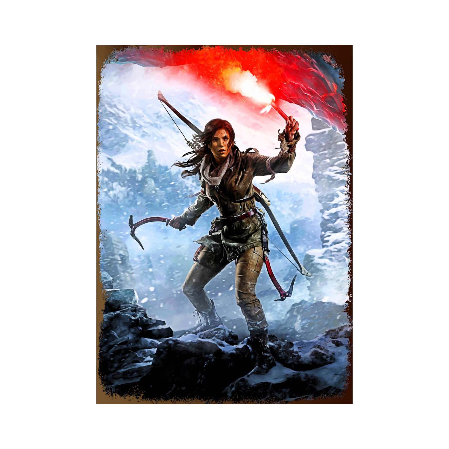 Винтажная металлическая табличка Tomb Raider Декор комнаты геймера Постер с геймпадом Идеальный подарок для детей Декоративная табличка для гостиной Видеоигра Деко 20x30cm（7.8x11.8inch）