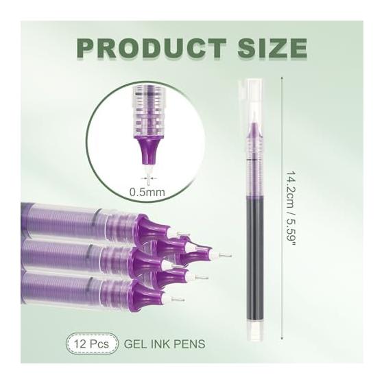 PATIKIL 12 Pcs Color Gel Ink Pens, 0.5mm Extra Fine Point, Smooth Writing, Quick Dry Liquid Ink Rollerball Pens for Office, Classroom, Teacher