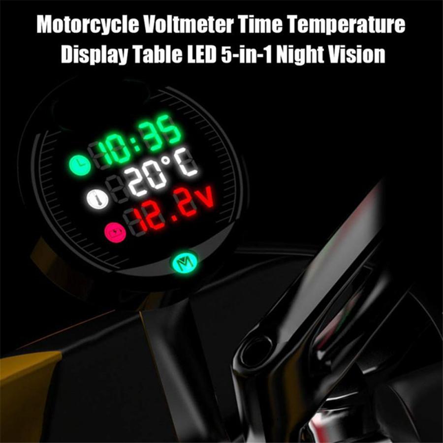 Motorcycle 5 In 1 Electronics Water Temp Guage Time/Voltage Display USB Charger