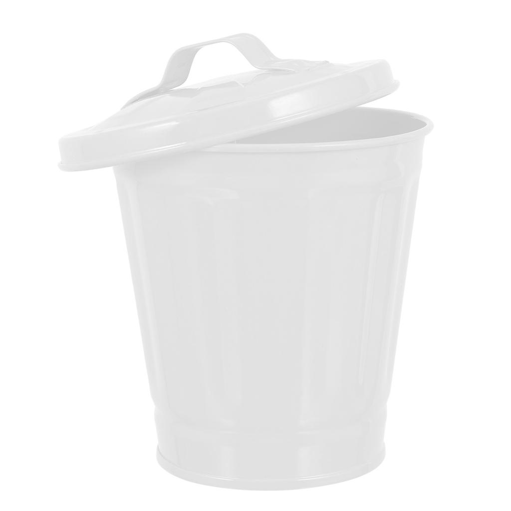 Creative Small Garbage Bin Desktop Trash Can Cute Covered Waste Container for Kitchen Bathroom Office Flower Pot Storage