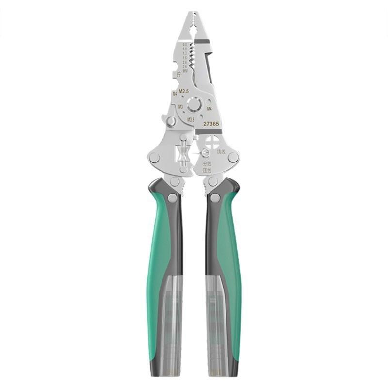 Collapsible Wire Stripping Pliers Multifunction Electrician Tool with Crimping Cutting and Wrench Features Foldable