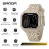 Sanda Creative Square Multifunctional Dual Display Student Watch - Countdown, Alarm, Waterproof, Trendy Electronic Timepiece.