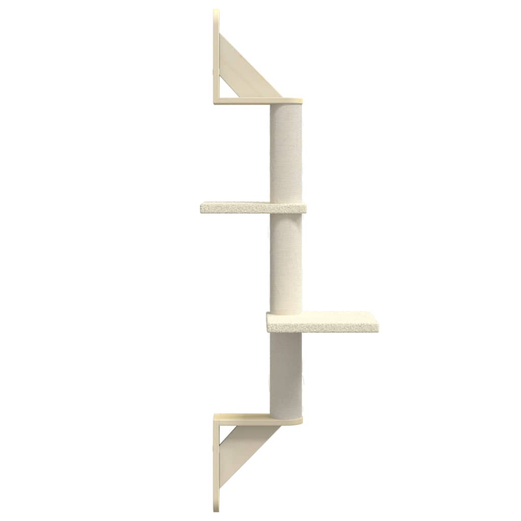 Wall Mounted Cat Tree with Scratching Post in Cream 108 cm