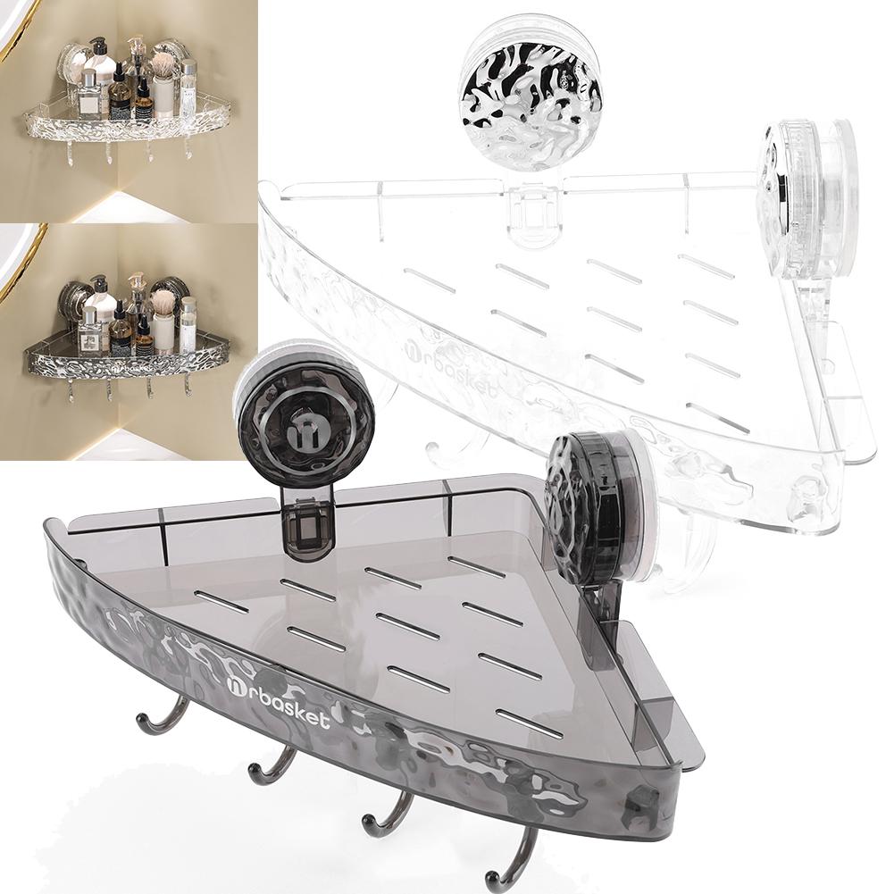 

Adhesive Bathroom Shower Organizer with 4 Hooks Wall Mounted Organizer for Shampoo Conditioner Waterproof for Kitchen & Bathroom прозрачный