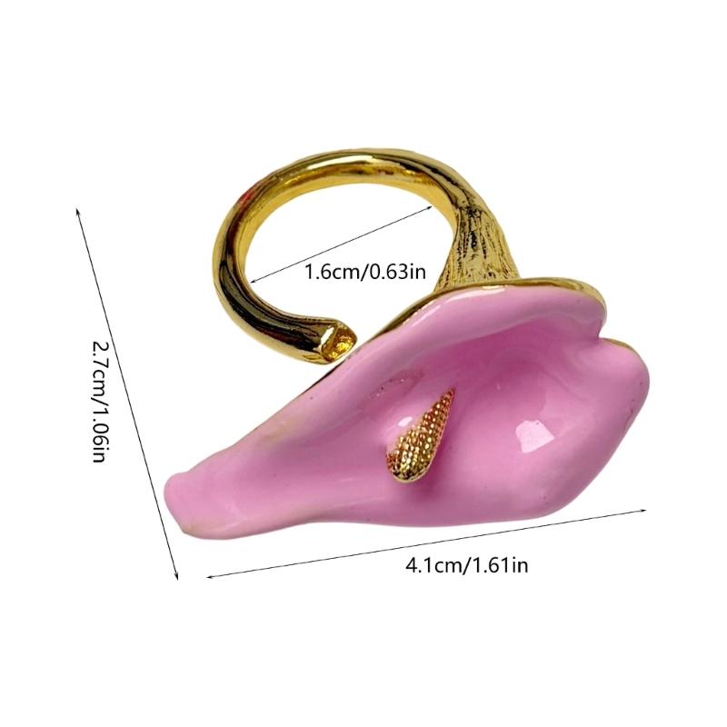 Delicate Floral Open Rings Calla Flower Adjustable Size Perfect For Layering And Gifting