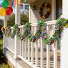 Garland Decorations,Green Gold Purple With Fleur--Lis Chunky Glittery Holiday Hanging Decorations For Carnival Parades Car Party Suppl