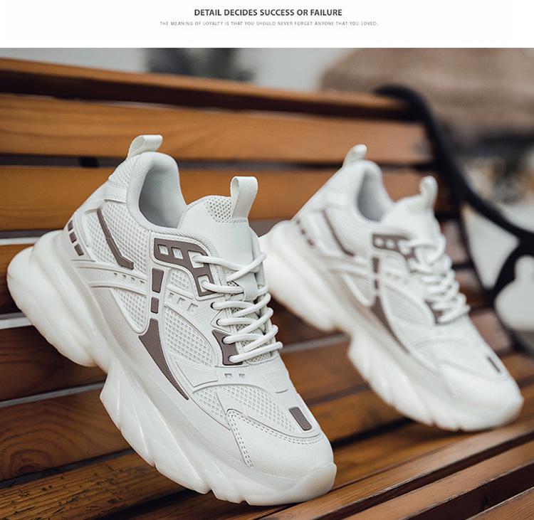 Men's Breathable Mesh Sneakers - 8cm Height Boost, Thick Sole, Running Casual Dad Shoes for Autumn & Winter