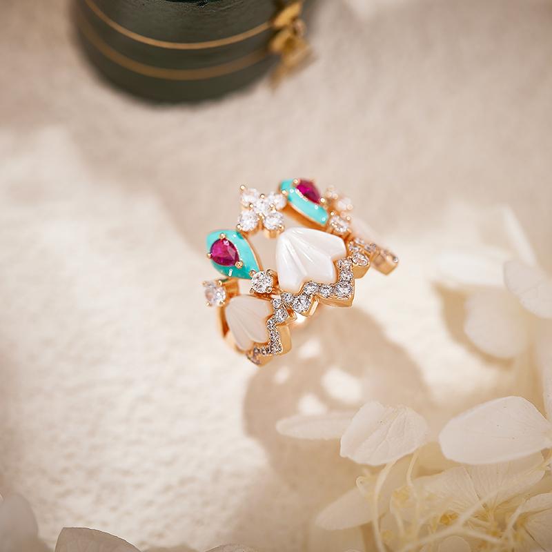 

Designer Collection Style Ring Earrings Bracelet Necklace Women Lady Inlay AAA Cubic Zircon Mother Of Pearl Party Jewellery Sets