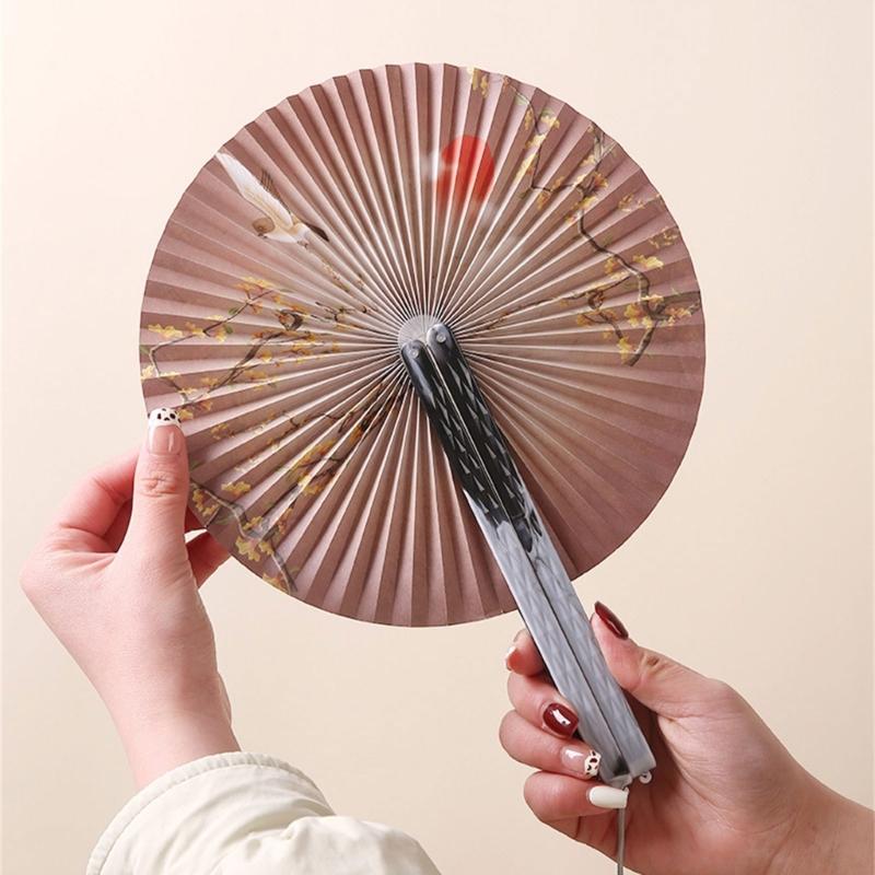 Round Magnetic Folding Hand Fan Compactly Coolings Fans For Outdoor Game Christmas Decorations Festival Performances