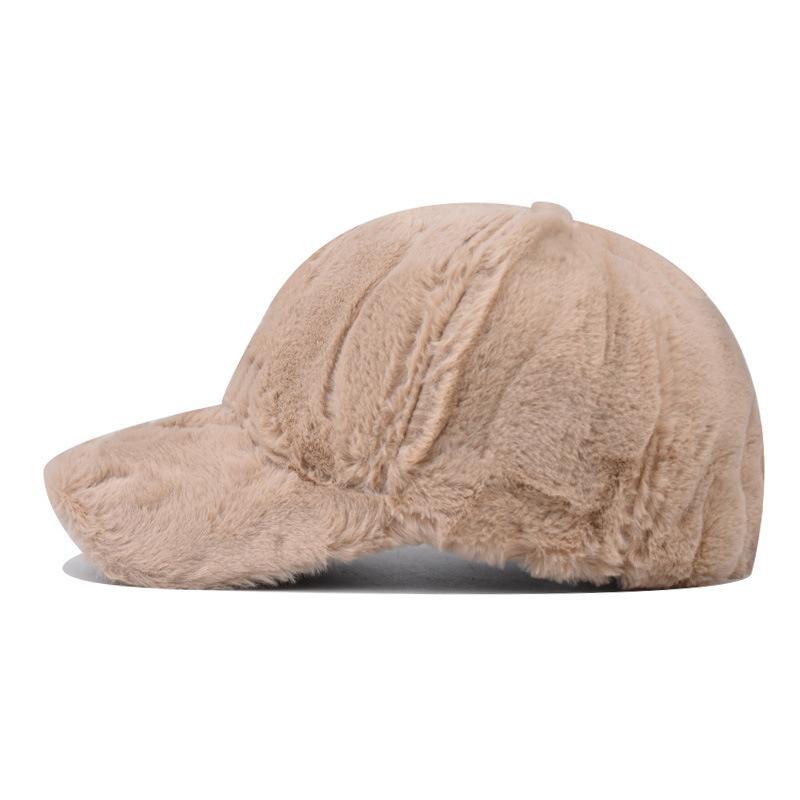 Women'S Plush Fleece Baseball Cap - Adjustable Snapback, Lightweight & Warm, Solid Color With  Casual Streetwear Style