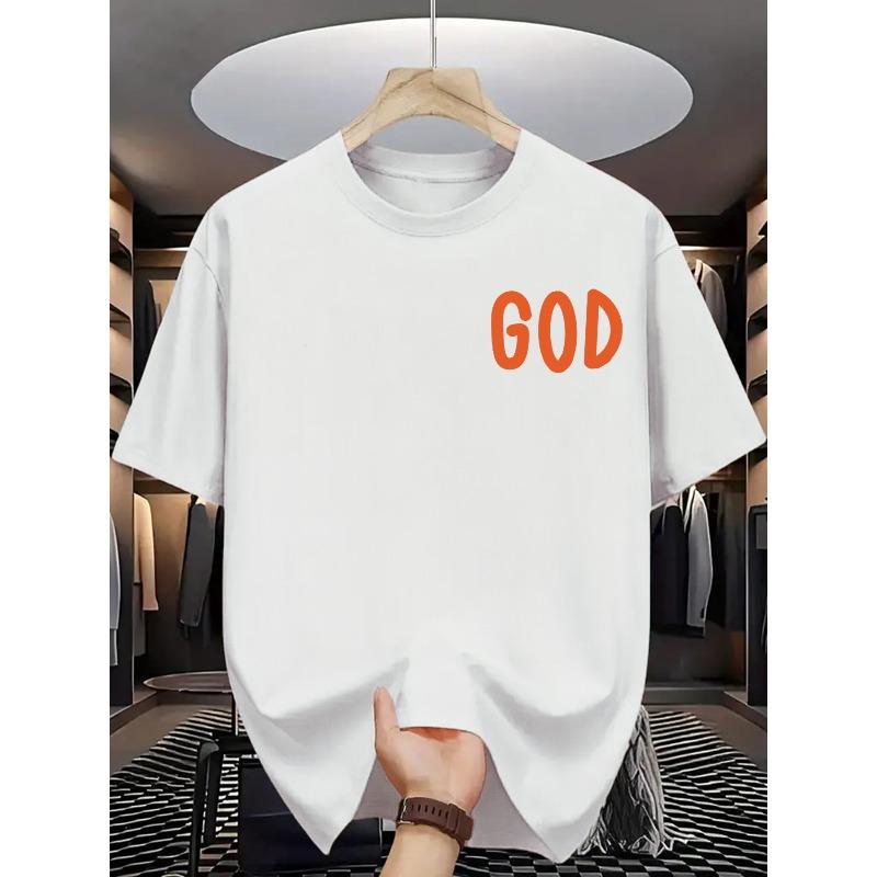 European Sizes 'Keep God First' Crew Neck Printed T-Shirt Comfortable Casual Cool Shirt for Men Stylish Trendy Tee Tops