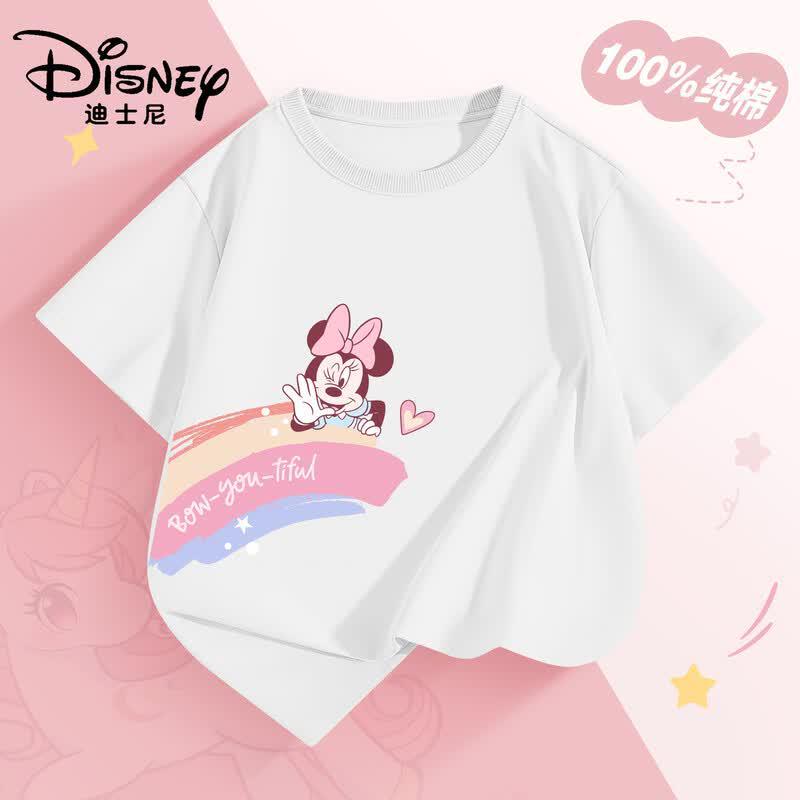 Disney Girls' Cartoon Print Pure Cotton Short Sleeve T-Shirt